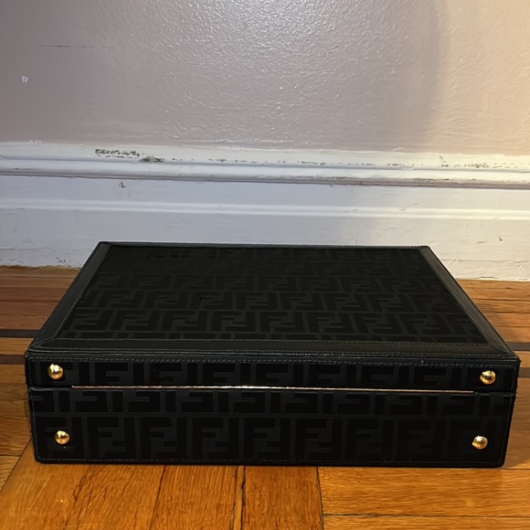 SALE!! Fendi unisex FF jacquard logo monogram jewlery trunk briefcase bag - Picture 8 of 15